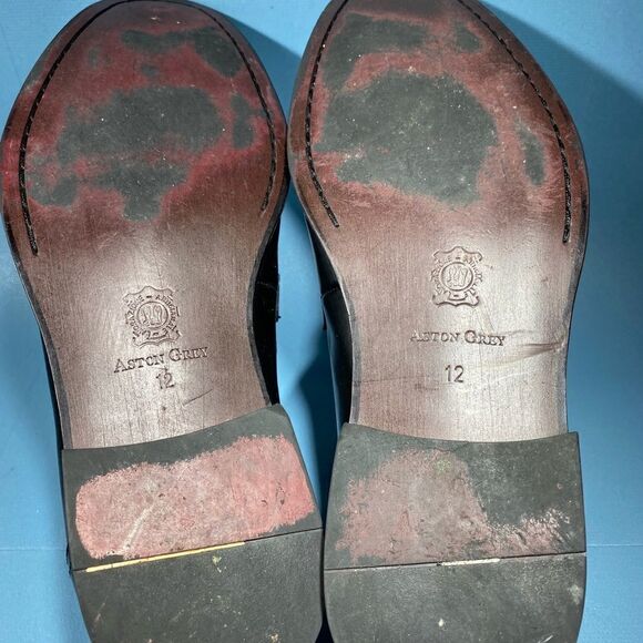 Aston Grey Men's Black Leather Horse Bit Loafers Slip On Shoes Size 12 - Picture 6 of 7